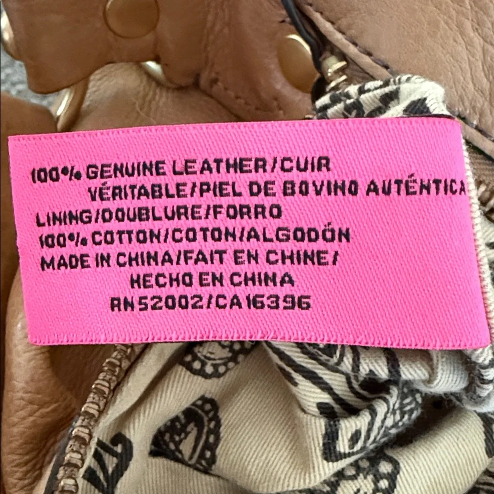 Vintage Y2K Juicy Couture Tan Cowhide Leather Hobo Bag Crown Stud Needs Rehab